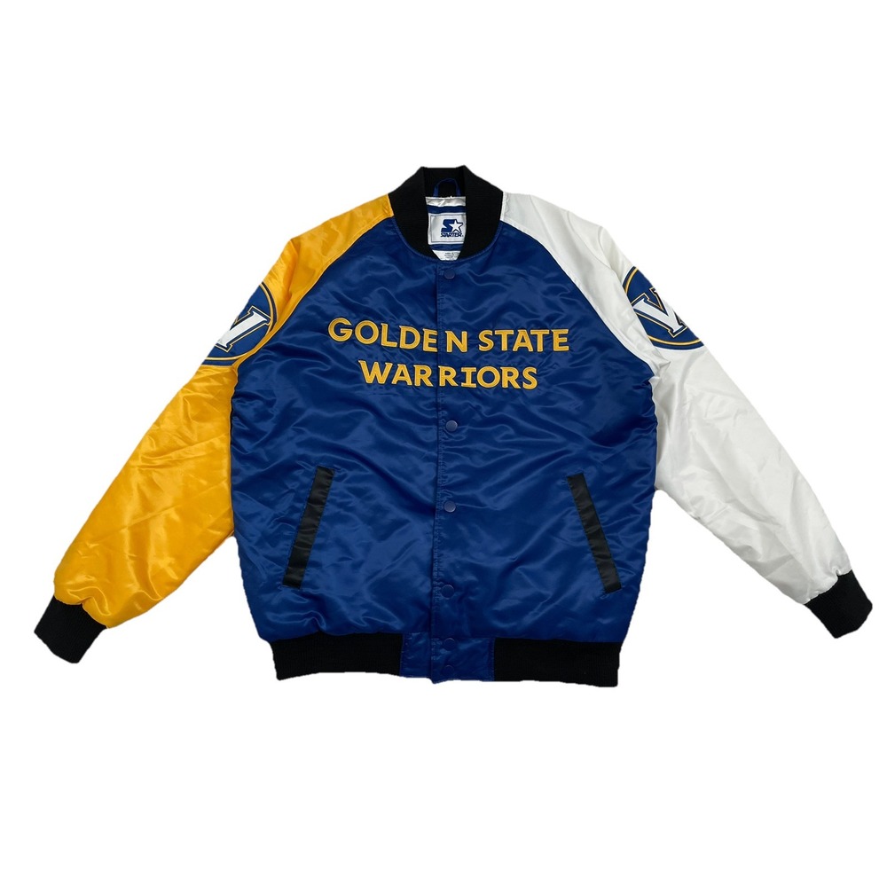 Vintage Starter Golden State Warriors Tricolor Remix Satin Jacket Men's Large